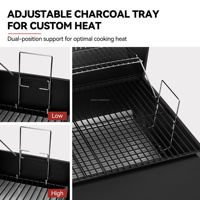 Barbecue fumoir à charbon de bois pour extérieur, avec fumoir latéral, grande surface de cuisson, étagères avant et inférieures robustes, combinaison barbecue et fumoir