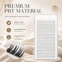 Extensions de cils individuels haut de gamme en PBT, styles courbures C/D/DD, longueur 81,8 cm, personnalisables avec votre logo