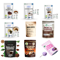 Yhealthbio Mélange de 10 types de champignons en poudre, café instantané soluble, boisson en poudre, logo personnalisé, emballage personnalisé
