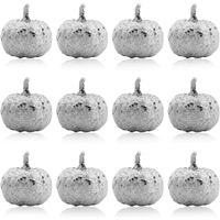 Mini citrouilles artificielles réalistes en mousse pailletée argentée et dorée pour la décoration de table, d'armoire, de la maison, pour l'automne, Pâques et les fêtes