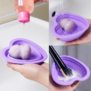 Tampon nettoyant en silicone en forme de cœur pour pinceaux de maquillage, 12,8x12x4,4 cm, pour le nettoyage des Beauty Blender et des houppettes à poudre - Product Image 3