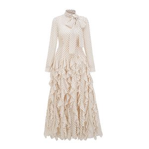 เดรสยาวลายจุดคอสูงครึ่งตัวแขนยาวแฟชั่นกระโปรงเดรสประจำปี - Product Image 4