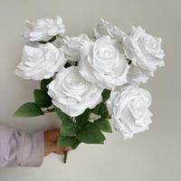 Fleurs artificielles en soie, bouquet de 9 roses diamantées, décoration de mariage et de maison