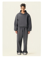 Ensemble de survêtement sportif surdimensionné pour homme avec impression personnalisée, sweat-shirt à capuche et pantalon de jogging ample