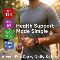 Mini traceur GPS sans fil en forme de bracelet avec moniteur de fréquence cardiaque et de pression artérielle, température, appel d'urgence SOS, détection de chute pour les personnes âgées, les enfants, les enfants atteints de la maladie d'Alzheimer
