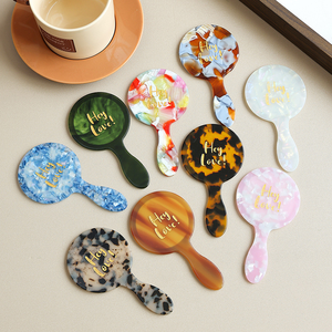 Acetic Acid Small Mirror Handheld Touch up Mirror Single-sided Medium-sized Acetic Acid Handle Small Mirror Gift