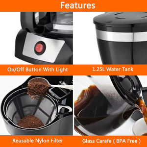 Cafetière à filtre électrique américaine <span class=keywords><strong>blanche</strong></span> <span class=keywords><strong>12</strong></span> <span class=keywords><strong>tasses</strong></span>, 800 W, 1,25 L, certifiée ETL, anti-goutte, vente en gros - Product Image 5