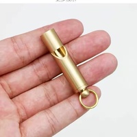 Sifflet porte-clés en laiton pur cuivre, finition brossée, lavable, pour survie, camping et entraînement en extérieur