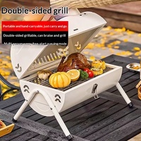 Barbecue au charbon de bois portable haut de gamme Zibo double face avec revêtement antiadhésif et conception coupe-vent pour la maison et le camping en extérieur