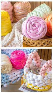 Metalik Özlü Kalın Tüp İplik El Yapımı DIY Örgü Malzemesi Kedi Köpek Yatağı Minderi Yastık Ev Dekorasyonu El Yapımı Örgülü Çanta - Product Image 4