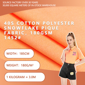 Tela Piqué de Algodón y Poliéster 40S, 185 cm de Ancho, 180 g/m², Tejido Transpirable para Camisetas Polo, Ropa de Trabajo y de Negocios - Product Image 1