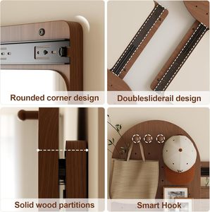 <span class=keywords><strong>Specchio</strong></span> da parete <span class=keywords><strong>a</strong></span> figura intera con pannello forato, scaffale portaoggetti e ganci, design multifunzionale <span class=keywords><strong>per</strong></span> soggiorno e <span class=keywords><strong>ingresso</strong></span> - Disponibile negli USA (ZWJ029) - Product Image 6