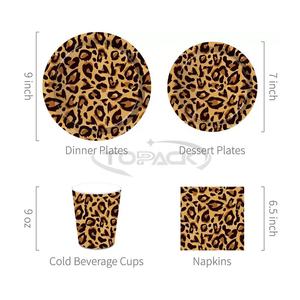 Usine <span class=keywords><strong>Jungle</strong></span> imprimé léopard vaisselle en papier <span class=keywords><strong>jetable</strong></span> ensemble de dîner assiettes de Restaurant 7 9 pouces plats en papier <span class=keywords><strong>assiette</strong></span> à gâteau en papier - Product Image 4