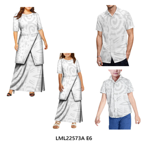 Samoan Puletasi señoras vestido de media manga a juego de talla grande Aloha hombres camisas personalizadas blanco <span class=keywords><strong>Domingo</strong></span> diseño padre-hijo traje - Product Image 1