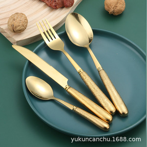 Juego de Cubiertos Nórdicos Retro de Acero Inoxidable con Mango de Cerámica, 4 Piezas, en Caja de Regalo, Vajilla Duradera - Product Image 4