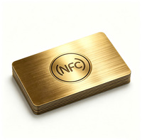 Tarjeta de Visita Metálica NFC Personalizada en Oro Cepillado con Grabado Láser en Aluminio Anodizado, Regalo Corporativo