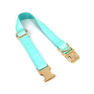 Sutra Palsu Mewah Label Pribadi Kerah Anjing Perangkat Keras Emas Sutra Hijau Kerah Anjing Kuat Grosir Kualitas Massal Kerah Anjing Premium - Product Image 2