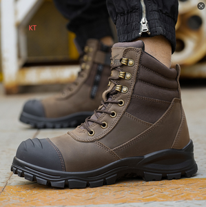 <span class=keywords><strong>Stivali</strong></span> di sicurezza <span class=keywords><strong>con</strong></span> punta <span class=keywords><strong>in</strong></span> acciaio per indossare comodamente cavalli pazzi marroni e pelle di Nubuck gialla <span class=keywords><strong>con</strong></span> <span class=keywords><strong>stivali</strong></span> da lavoro di sicurezza <span class=keywords><strong>con</strong></span> <span class=keywords><strong>cerniera</strong></span> - Product Image 4