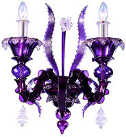 Lustre en verre de Murano violet personnalisable, style italien artisanal, luminaire suspendu en verre artistique pour la décoration de villas, hôtels et salons