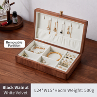 Boîte à bijoux en bois massif, boîte à bijoux en noyer noir, boîte de rangement rétro en bois massif, boîte à perles, boîte cadeau, boîte de rangement pour boucles d'oreilles et colliers
