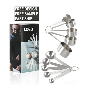 Biểu Tượng Tùy Chỉnh Thép Không Gỉ Đo Cup & Spoon Set Cao Cấp Stackable Muỗng Thìa Đo Cup & Spoon Set Bộ Đồ Ăn - Product Image 1