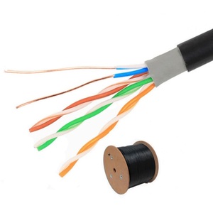 كابل شبكة محلية خارجي Cat5e Cat6 Cat6A عالي السرعة زوج متشابك UTP STP FTP Cat6 6A 23AWG 0.56mm BC CCA كابل مقاوم للماء 1000 قدم