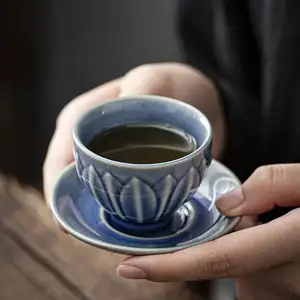 粗陶冰裂茶杯日式复古陶瓷家用七色小茶杯
