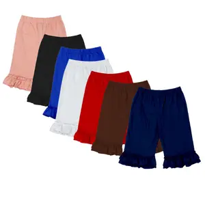 Gywu gyuywu בגד צבע אחיד מכנסיים קצרים לילדים ילדה כתום באיכות גבוהה ילדים קצרים בנות תחרה לקפל ילדה חצי פנט