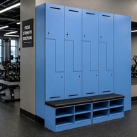Casier de gym Brikley HPL, étanche, ignifuge, avec serrure électronique pour salle de sport scolaire