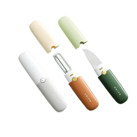 Couteau ménager multifonctionnel portable 2 en 1 pour éplucher les fruits et légumes avec grattoir à éplucher