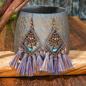 Bohemian Tassel <b>Drop</b> Earrings Alloy Antique <b>Bronze</b> Plated Women's Party Jewelry Summer Beach Accessories - Product Image 2