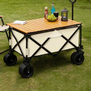 Robuuste off-road wagen, opvouwbare winkelwagen van aluminiumlegering, 360 graden zware, stille wielen, verstelbare handgreep voor kamperen en gezinnen - Product Image 1