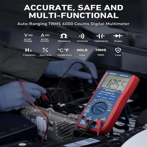Multimètre numérique professionnel robuste à 6000 comptes, précision 0,01 %, auto-étalonnage, testeur de tension CC 1000 V, ohmmètre - Product Image 3