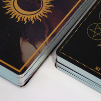 Tarot personnalisé 78 feuilles impression et emballage cartes de tarot avec guide doré or/argent bordé Oracle jeu noir de haute qualité