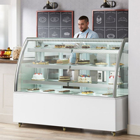 Matériel de restauration commerciale en gros : Vitrine chauffante électrique à 2 niveaux avec verre incurvé pour la présentation de plats chauds et de pâtisseries
