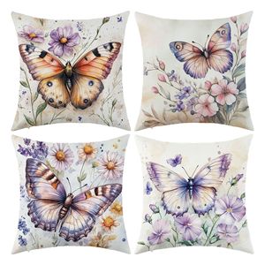 Funda de almohada Dreamy Butterfly cuadrada de 18x18 pulgadas, funda de cojín transpirable de estilo bohemio para sala de estar, sofá, decoración de asiento de coche - Product Image 1