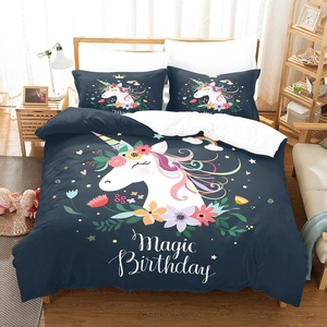 100% microfibre personnalisé ensemble de literie 3D impression numérique <span class=keywords><strong>licorne</strong></span> dessin animé pas cher housse de <span class=keywords><strong>couette</strong></span> ensemble draps - Product Image 3