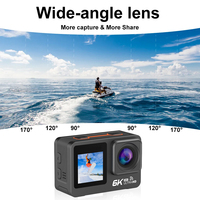 Caméra d'action 6K 30FPS avec écran tactile de 2,0 pouces, anti-vibration, Wi-Fi, grand angle, étanche, enregistrement vidéo ultra-clair, caméra de sport