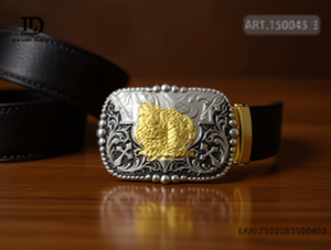 Fibbia per Cintura Grande Placcata in Oro e Argento, Stile Rotondo 5.0cm - Product Image 2