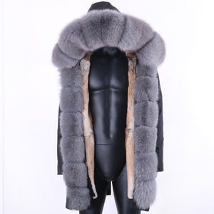 Gli uomini di Inverno Lungo Cappotto di <span class=keywords><strong>Pelliccia</strong></span> Vera <span class=keywords><strong>Pelliccia</strong></span> Giacca Con Cappuccio di <span class=keywords><strong>Pelliccia</strong></span> di Coniglio Natura Foderato Outwear <span class=keywords><strong>Uomo</strong></span> Reale di <span class=keywords><strong>Pelliccia</strong></span> lungo Parka - Product Image 6