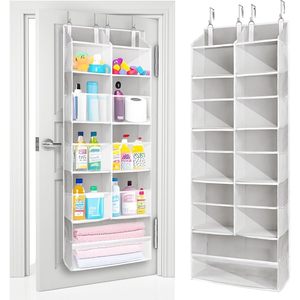 ที่เก็บของแขวนประตู 20 ช่อง แบบแขวนสำหรับห้องน้ำ ติดผนังหลังประตู สีเทาอ่อน - Product Image 1