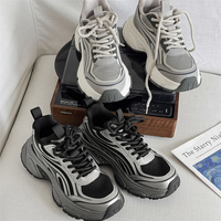 Baskets Chunky à Plateforme 39-44 pour Homme, Personnalisables, avec Tige en Maille Respirante, à Lacets, Semelle Épaisse, Tendance, Décontractées, pour la Marche et le Sport