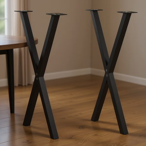 X-Shaped Dining <b>Table</b> <b>Legs</b> 2pcs Black Steel 22.4\"x(28.3\"-28.7\") Heavy Duty Furniture <b>Legs</b> - Product Image 2