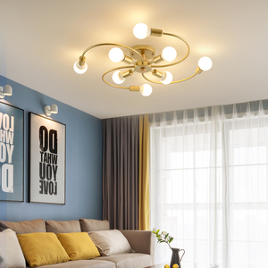 Lámpara de <span class=keywords><strong>techo</strong></span> <span class=keywords><strong>LED</strong></span> nórdica moderna, luces de bola de cristal dorado con hierro E27, <span class=keywords><strong>luminaria</strong></span> decorativa para el hogar para dormitorio y sala de estar - Product Image 1