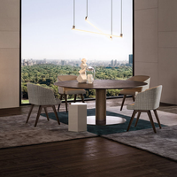 Ensemble de table à manger ronde personnalisée pour hôtel pour 6 personnes avec 4 chaises rembourrées, mobilier de banquet moderne pour restaurant