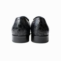 DRACONIS Mocassins sur mesure en cuir de crocodile bleu nuit, finition brillante, chaussures habillées pour homme pour banquet