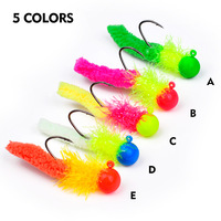 Luya attaché plume mouche crochet de pêche 5 pièces/paquet tête de plomb poulet plume gabarit Nylon matériel appât hameçon pour carpe requin