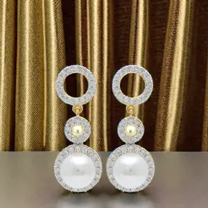 Kirin Exquisite Creative French Sweet 925 Silver Plating Round Tear Drop Pearl Wedding Bridal Earring