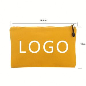 Eco Friendly Custom Printed Logo Blank <b>Make</b> <b>up</b> Organic Cotton Plain Travel New Cosmetic Makeup <b>Bag</b> Canvas With Zipper - Product Image 6