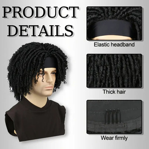 Parrucca con fascia per capelli da uomo in fibra sintetica africana di alta qualità, ricci attorcigliati, a nucleo cavo, effetto seta ghiaccio, all'ingrosso - Product Image 2
